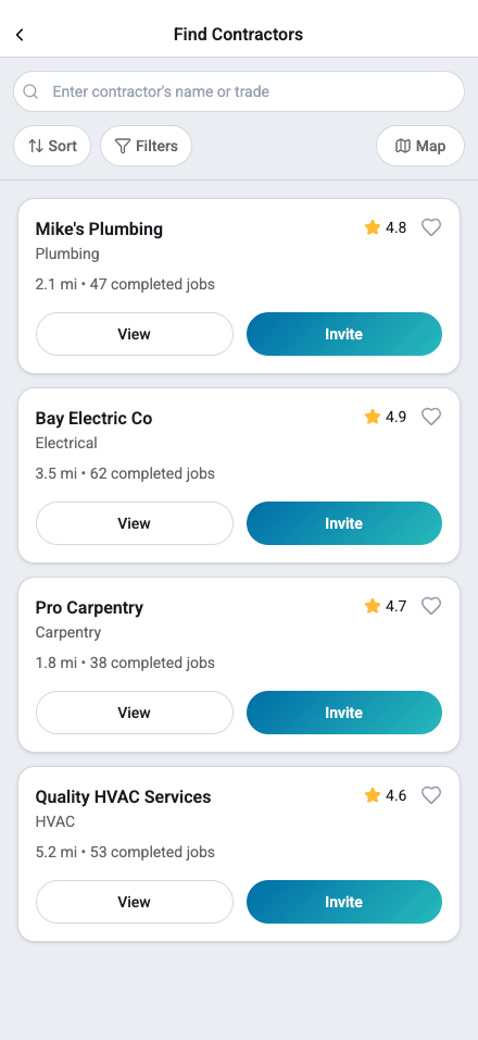 List View finding contractors